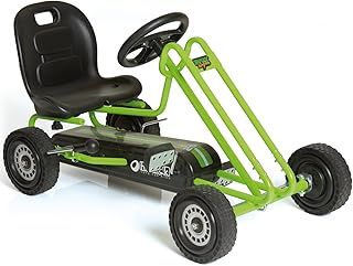 hauck Lightning, Green - Go Kart for Kids Age 4 to 8 up to 50 kg, Girls & Boy Ride-On Race Car with Rubber Tyres, Adjustable Seat, Handbrake, Sturdy Steel Frame