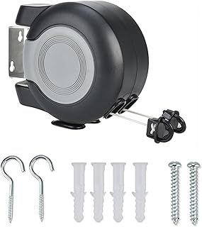 ALSYMA 30m Heavy Duty Double Retractable Washing Line | Wall Mounted Clothesline for Outdoor & Indoor | Strong Dual Laundry Drying Reel | Durable, Tangle-Free Airer (White)
