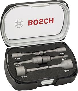 Bosch Professional 2608551079 6-Piece nutsetter Set 50 mm 6, 7, 8, 10, 12, 13 mm, Grey, BPSTL17627-2608551079