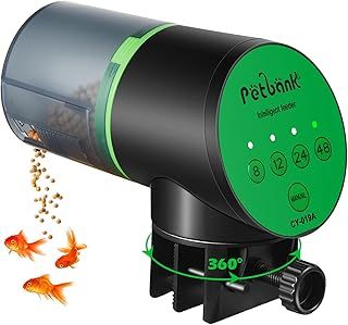Petbank Automatic Fish Feeder for Aquarium - Auto Fish Food Dispenser Battery Operated Vacation Timer Fish Feeder Automatic Dispenser with 2 AAA Batteries Included