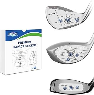 MSOAT Golf Impact Tape, Self-Teaching Sweet Spot & Consistency Analysis, Golf Club Face Stickers for Irons Driver, Improve Swing Accuracy & Distance - Blue Impact Marks