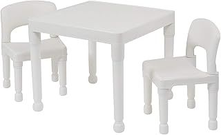 Liberty House Toys 8809W Plastic Table and Two Chair Set, White, H x 43.5cm W x 51cm D