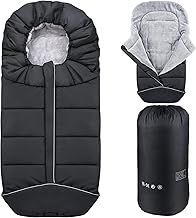 Winter Footmuff Universal, Baby Footmuff for Pushchairs Prams Buggy Car Seat Stroller Sleeping Bag Warm Waterproof Windproof Cosy Toes with Zipper Drawstring Hood