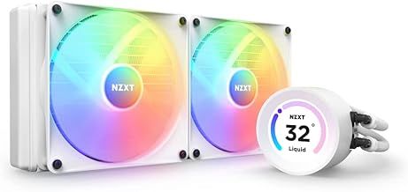 NZXT Kraken 240 - ‎RL-KN240-B1-240mm AIO CPU Liquid Cooler - Customizable 1.54" Square LCD Display for Images, Performance Metrics and More - High-Performance Pump - 2 x F120P Fans - Black