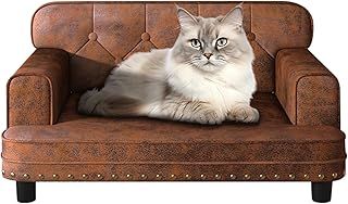 PWTJ Dog Sofas and Chairs for Small Breeds/Cat Beds with Suede Fabric/Sturdy Wooden Frame Cat Sofa Chair/Dog Sofa Bed for Small Dog Using (coffee)