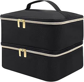 Makeup Bag, Nail Polish Storage Bag, Double Layer Travel Storage Bag, for Nail Polish, Essential Oil Organiser Holds 30 Bottles(15ml-0.5fl.oz)&a Nail Lamp