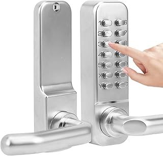 Mechanical Door Lock, Push Button Digital Code Keypad Keyless Entry Door Lock Zinc Alloy Home Security Door Handle Lock Waterproof (No Battery Required)