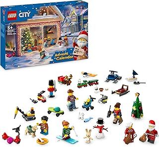 LEGO City Advent Calendar 2024, Countdown to Christmas Set, Toy for 5 Plus Year Old Boys & Girls, with 24 Surprises for Kids, Fun Characters Include Santa and Mrs. Claus Minifigures 60436