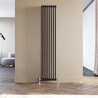 ELEGANT Traditional Radiator Black Vertical Radiator 1800 x 380 mm Double Column Cast Iron Heater Central Heating Rad