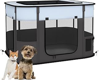 PawHut Portable Dog Pen for Puppies, Rabbits, Kittens, Guinea Pigs - Brown
