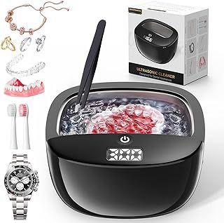 Wireless Ultrasonic Cleaner for Dentures,Retainer,Aligner,Mouthguard, Whitening Trays and Jewelry, 42kHz Ultrasonic Retainer Cleaner Machine, 130ML Rechargeable Portable Retainer at-Home or Travel Use