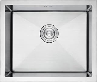 Ibergrif M85043 Stainless Steel Kitchen Sink, 50 x 43cm, Undermount Kitchen Sink Drop in, Topmount Single Bowl Outdoor Campervan Sink with Drainer Fittings, Silver