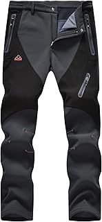 Rdruko Men's Waterproof Trousers Fleece Lined Winter Warm Ski Trousers Outdoor Hiking Walking Fishing Camping Pants with Zip Pockets