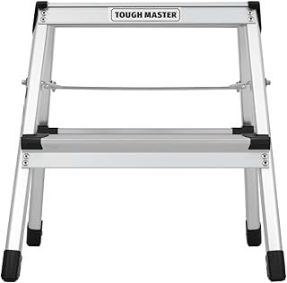 Step Ladder Double-Sided Folding Step Up Stool 20 x 33.5cm Heavy Duty Hop Up Aluminium Platform 150kg Capacity Multi-Purpose DIY Indoor Outdoor Usage TOUGH MASTER (2 Steps)