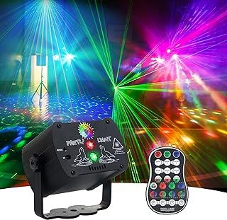 Jagdag Disco Party Lights, Sound Activation DJ Party Strobe Lights Stage Effects Exceptional for Home Birthday Wedding and Karaoke Parties Indoor Projector - 90 Patterns with Remote Control