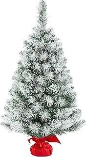 Yaheetech 2ft/3ft Frosted Tabletop Artificial Christmas Tree Portable Christmas Tree with Cement Base Xmas Holiday Decoration (3ft, White)