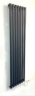 Greened House Electric Radiator 1600 H x 420 w Anthracite Oval Tube Single Panel Vertical Tall Column Radiator