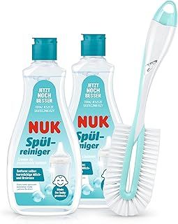 NUK Baby Bottle Cleanser & Bottle Brush | 2 x Bottle Cleaner, 1 x Twist Bottle & Teat Brush | 500 ml | Ideal for Cleaning Baby Bottles, Teats & Accessories | Fragrance Free Cleaner | pH Neutral