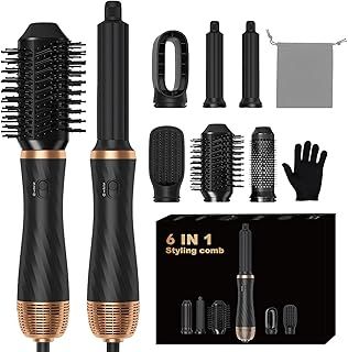 Magic Air Styler 6 in 1 Hair Styler, Hot Air Styler Set with Curl, Straighten, Volumise, Smooth and Hairdryer Brushes for Styling, Blow Dryer Brush