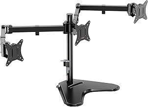 VonHaus Triple Monitor Stand for 17-27" Screens, Three Screen Monitor Desk Mount, Height Adjustable, Easy Assemble Stand with Full Tilt, Rotation & Swivel Arms, VESA: 75x75 & 100x100mm