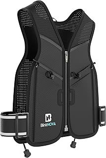 Running Vest – Reflective Hydration Vest with Adjustable Waistband, Phone Holder, Water Bottle- Zipper Version (Medium - Large )
