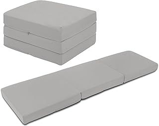 Z bed Cube Foldable Futon Mattress for Adults Kids Sleepover Chair Bed Single Futon Ready Bed Floor Mattress for Living Room Playroom Soft & Comfy Foam (Silver)