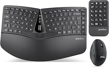 Perixx PERIDUO-606A Wireless Ergonomic Keyboard Set - Compact Split Design with Vertical Mouse and External Numeric Keypad - Adjustable Typing Angles - UK QWERTY