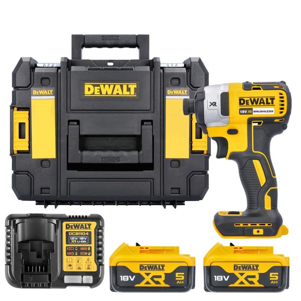 Dewalt DCF887N 18V Brushless Impact Driver with 2 x 5.0Ah Batteries & Charger in Case