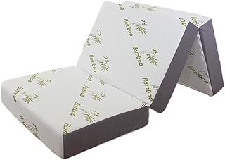 3FT Portable Tri Fold Mattress Single, 15cm Comfort Memory Foam Folding Mattress with Removable&Washable Bamboo Fabric Cover for home, camping and travelling
