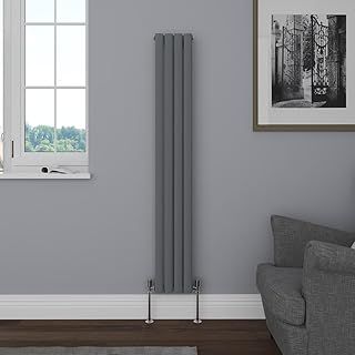 NRG Vertical 1600x236 Oval Column Designer Radiator Central Heating Single Panel Anthracite