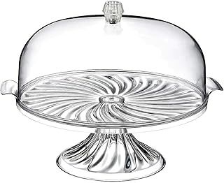 Merwy Cake Stand with Dome Clear like Dome, Containers Plastic Large, Plastic Cake Box with Lid Cake Storage, Cake and Cupcake Holder, Food Holder BPA-Free (With Stand, Clear)