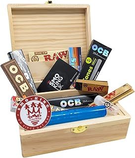 Rolling Supreme T3 Size Solid Pine Rolling Box Complete with Premium Smokers Accessories - Gift Set by SMO-King