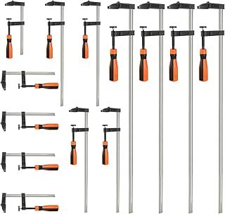 VonHaus 13pcs Wood Clamps Quick Grip - Heavy Duty F Clamps for Woodwork with Soft Grip - Quick Slide Woodworking Clamps, 4 (300mm, 50mm & 600mm, 80mm) and 5 (150mm & 50mm)