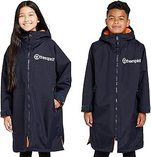 Freespirit Kids' Aquarobe Pro with Hood, Deep-Pile Fleece Lining & 2 Zipped Pockets, Waterproof, Long-length & Oversized Drying Robe, Watersports, Wild Swimming, Surfing, 5000mm HH