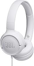 JBL Tune 500 On-Ear Lightweight Foldable Headphones with Pure Bass Sound, 1-Button Remote with Built-In Microphone, White