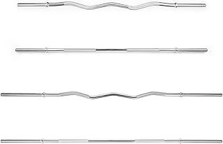Phoenix Fitness 1” Barbell Bar or EZ Curl Bar - 4ft/5ft Non-Slip Weight Lifting Bar with Spinlock Collars for Strength Training Workout at Home & Gym - 1-inch Straight or Curved Bar: 4ft or 5ft