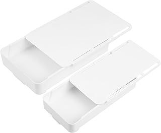 Zxglxinyao 2pcs Under Desk Drawers, Under Desk Storage Drawers, Under Desk Storage Organizer, Self-Adhesive Hidden Attachable Undermount Under Shelf/Desk/Table Slide Out for Office Home, S+L