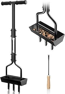 EEIEER Lawn Aerator, Hollow Tine Aerator Core Aerating with Storage Tray and Garden Tools, T-Handle Grass Aerator Heavy Duty Aeration Lawn Scarifier Manual Lawn Aerators for Compacted Soils Lawn Care