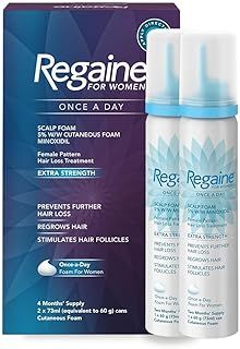 Regaine for Women 5% Minoxidil Extra Strength Scalp Foam for Hair Regrowth (2x 73ml), Scientifically Proven to Help Stop and Reverse Hereditary Female Hair Loss, Revitalise Hair Follicles