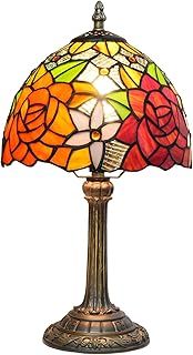 wecrejoni Tiffany Lamp,Stained Glass Lamp,Gorgeous Rose Table Lamp,Bedside for Bedroom Dorm Living Kitchen Aesthetic Cute Home Decor Gift