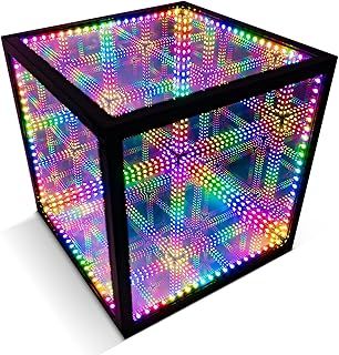 HyperCube Infinity Cube LED Light - 15-Inch Sound Reactive Table Desktop Lamp - Cool & Creative RGB Multicolor Decorative Mirror Art Desk Night Light