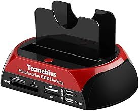TCC-S862-UK USB 2.0 to 2.5 3.5 Inch SATA IDE Dual Slots External Hard Drive Docking Station with All in 1 Card Reader and USB 2.0 Hub For 2.5" 3.5" IDE SATA I/II/III HDD SSD