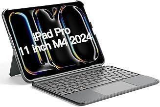 Inateck Keyboard Case Compatible with iPad Pro 11 inch M4 2024, Ultralight Keyboard for iPad Pro 11 inch M4 2024, Detachable, with Touchpad, KB04122-11 Gray