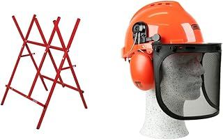 OREGON Steel Log Saw Horse, Foldable and Adjustable, 27 cm Log Capacity (584145) & OREGON Yukon Chainsaw Safety Helmet with Protective Ear Muff and Mesh Visor (562412), Black