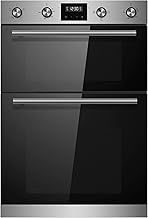 Cookology CDO900SS 90cm Combined 106 Litre Combined Capacity Large Built-In Electric True Fan Double Oven with Easy Programmable Timer and Digital Clock - in Silver & Black
