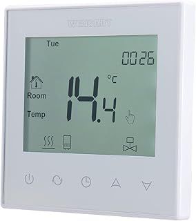 Underfloor Heating Thermostats Controller 7-day Programmable with LCD Touch Screen WG505,AC230V 16A for Electric Underfloor Heating with 3m Probe Sensor White