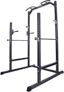 GYM MASTER Heavy Duty Half Power Cage Weight Lifting Squat Rack & Dip Station Tower