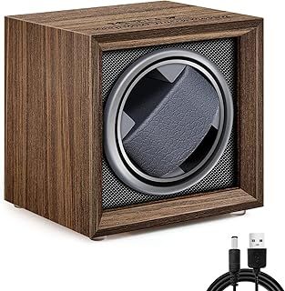 Automatic Watch Winder, Watch Winder Box Single Watch Winders for 1 Watches Self Winding Watches Shaker Spinner Wooden Watch Turner Rotator Display Case with Quiet Motor Auto Watch Turner USB Powered