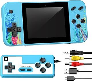 Yumcute Handheld Game Console, Retro Game Console Built-in 800 Classical FC Kids Games Support 2 Players,1020mAh Rechargeable Battery, Portable Retro Game Console Present for Kids & Adult (Blue) (G3)