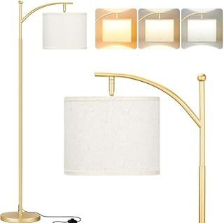 Aooshine Floor Lamps for Living Room with 3 Color Temperatures, Adjustable Tall Standing Lamp with Off White Shade and Gold lamp Hole(Bulb Included)